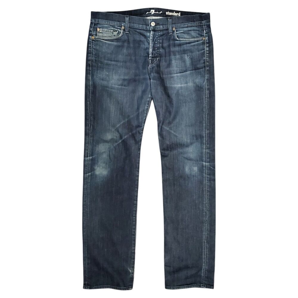 7 For All Mankind Jeans Mens 36 Blue Standard Fit Straight Pockets Stretch